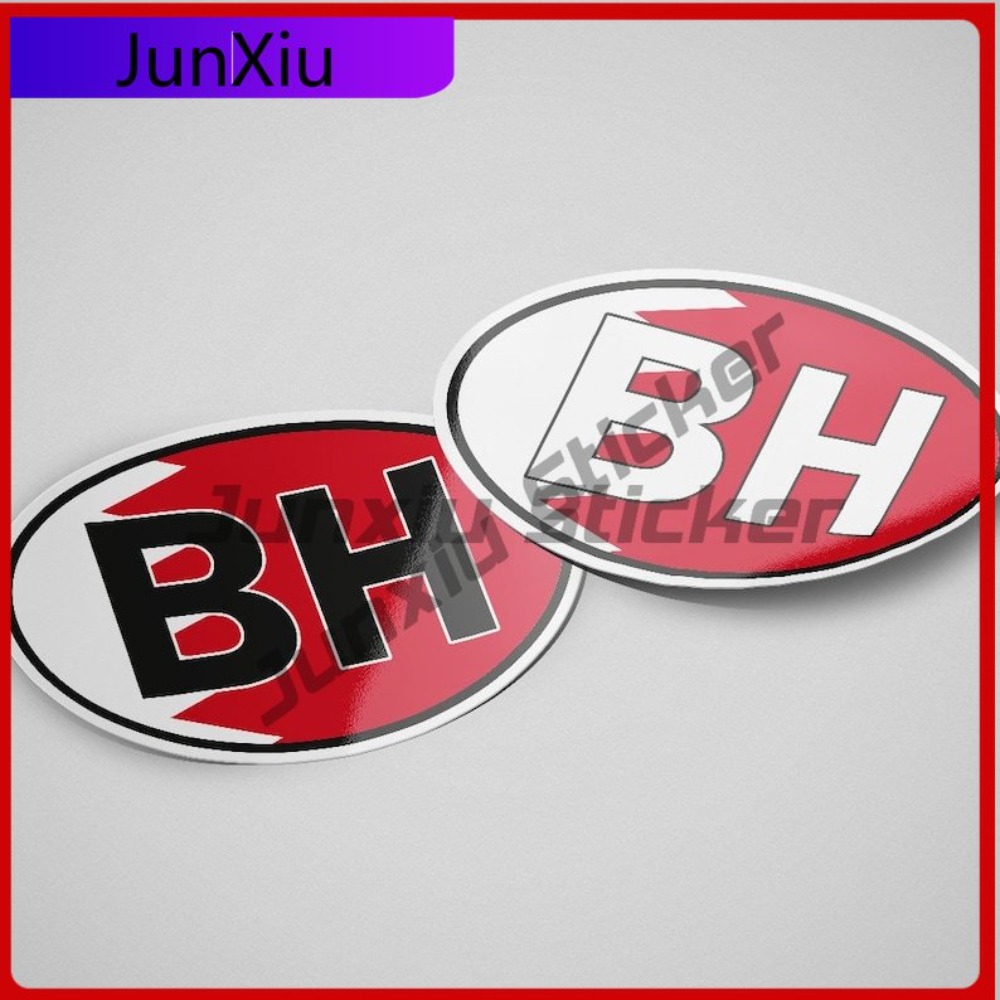 Car Accessories Bahrain - Bahrain BH Sticker Oval Flag Waterproof