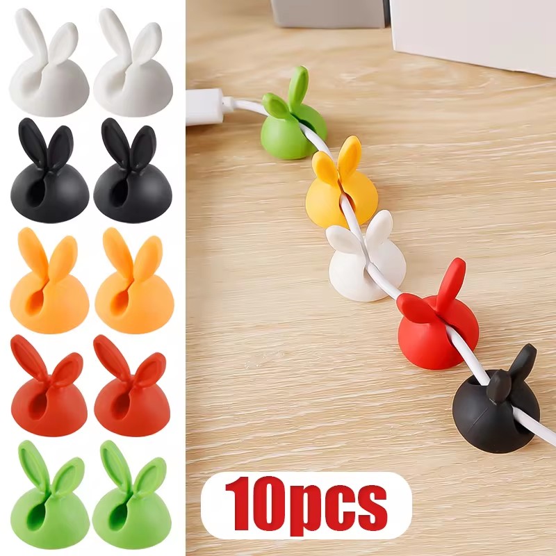 Car Cable Organizer - Cute Rabbit Ear Cable Manager Desktop