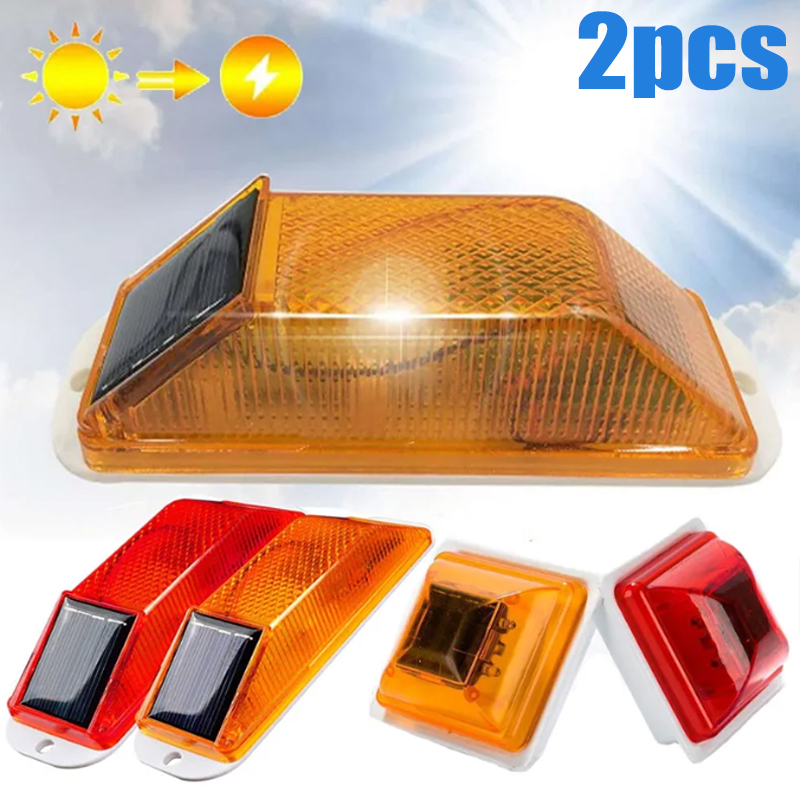 Car Accessories For Night Driving - 2Pcs Solar Strobe Warning Light LED