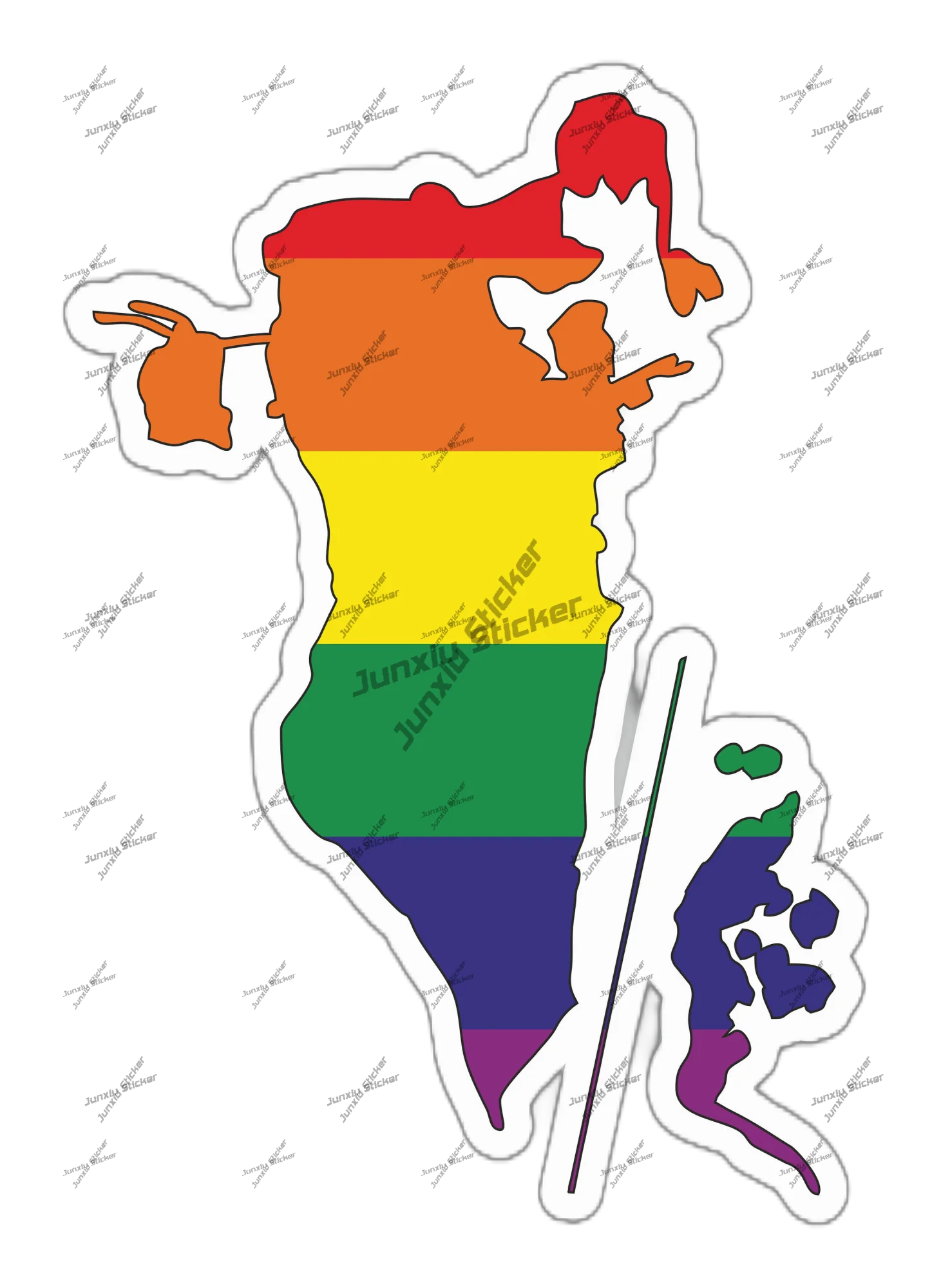 Car Accessories Bahrain - Bahrain Gay Rainbow outline Flag Sticker