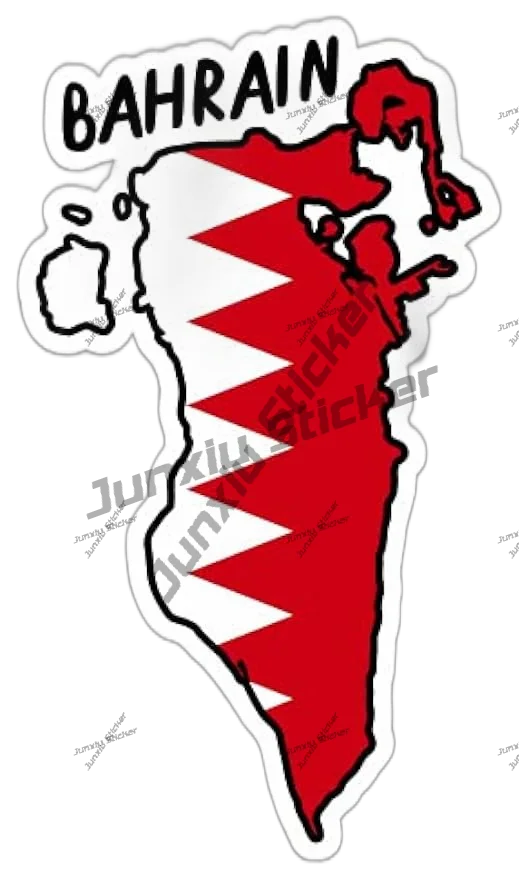 Car Accessories Bahrain - Bahrain outline with Flag Vinyl Sticker